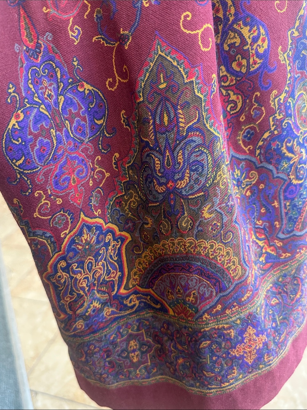 Ralph Lauren blue label paisley skirt vintage 90s A-line pleated size 4 small - Picture 5 of 6